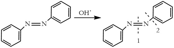 Vías de reacción de radicales con colorantes azoicos